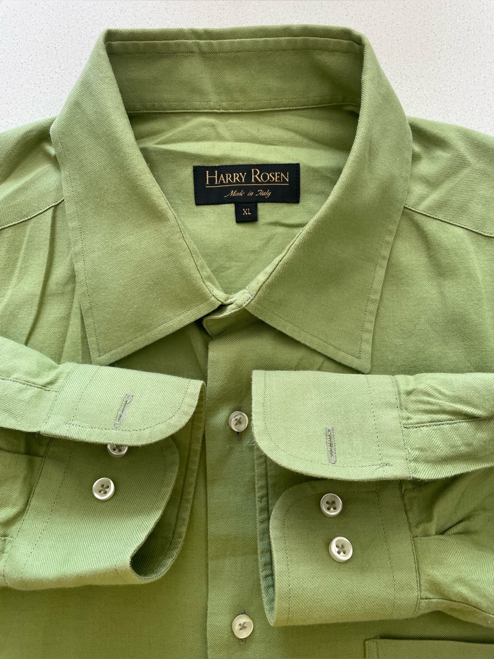 Harry Rosen - cotton blend green dress shirt Size XL